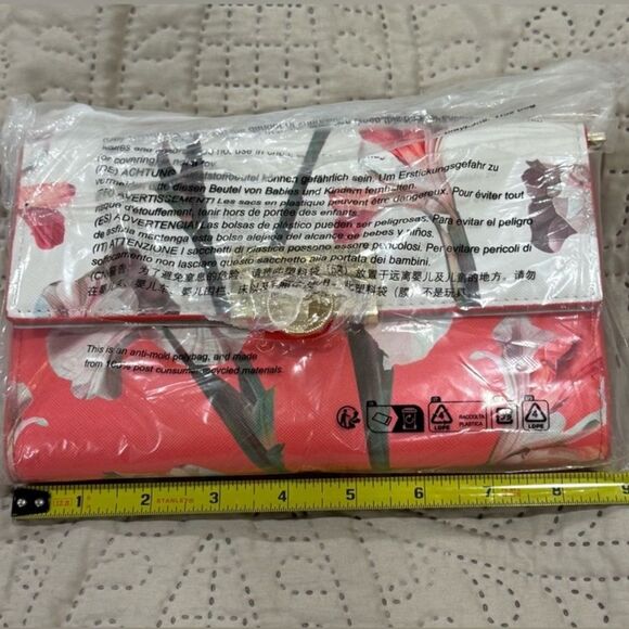 SALE Ted Baker Coral Iris Flower Crossbody Chain Purse - Picture 6 of 8